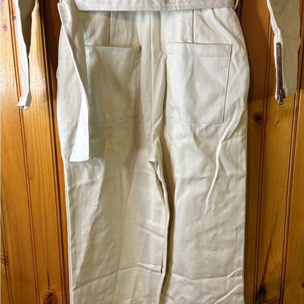 Choosy Elegant Cream Denim Belted Jumpsuit - Picture 7 of 7